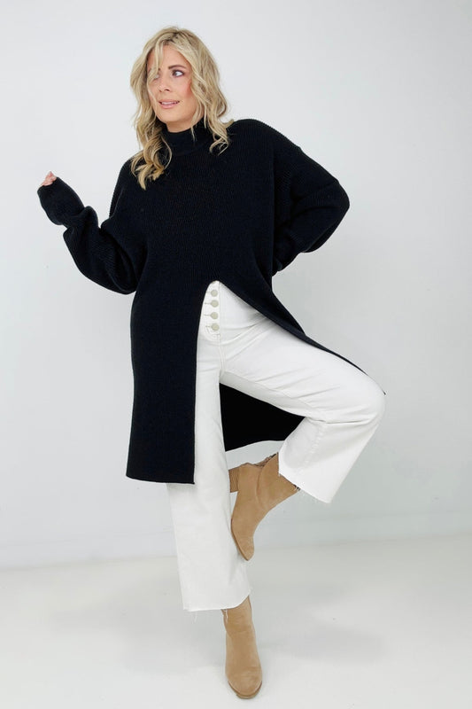 Nora Mockneck Front Slit Sweater