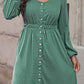 Scoop Neck Button Front Dress - (Black, Green, Gray and Blue)
