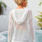 Flower Graphic Lace-Up Openwork Hooded Cover Up