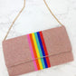 PREORDER: Rainbow Stripe Crossbody Chain Clutch in Two Colors