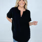 Woven Airflow Split Neck Short Sleeve Top