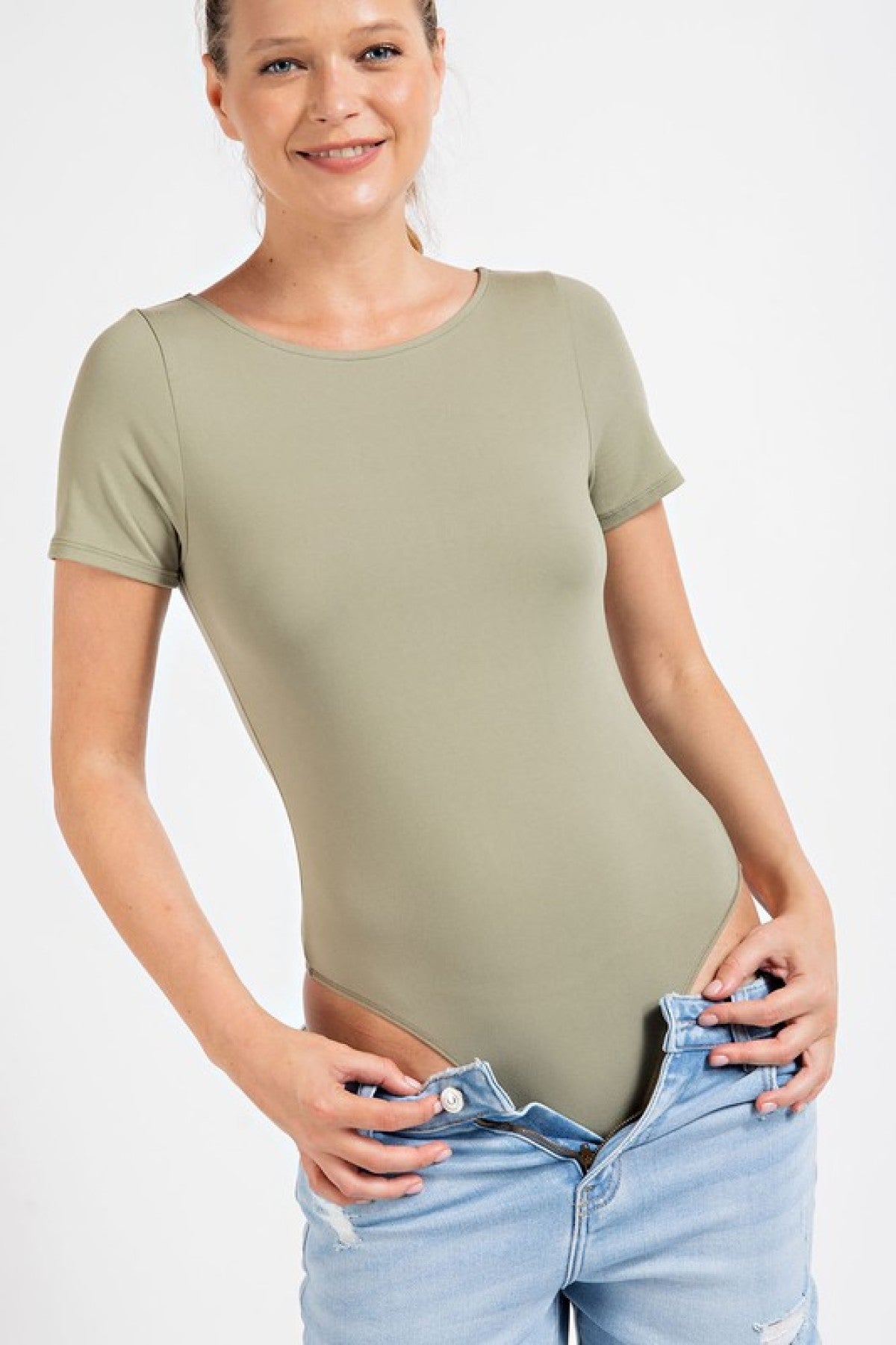 Rae Mode Solid Butter Boat Neckline Bodysuit