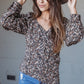 Ditsy Floral Square Neck Button Down Blouse