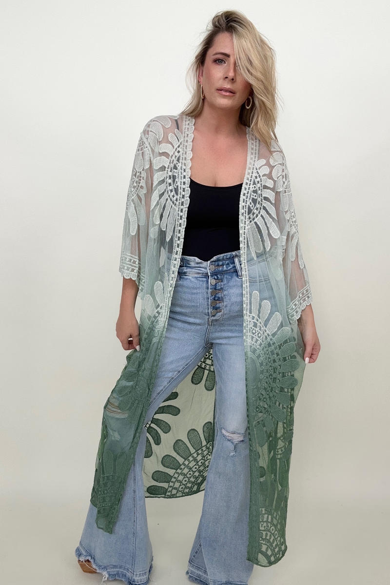 Ombre Bohemian Lace Kimono - Multiple colors