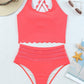 Scalloped Criss Cross High Waist Bikini