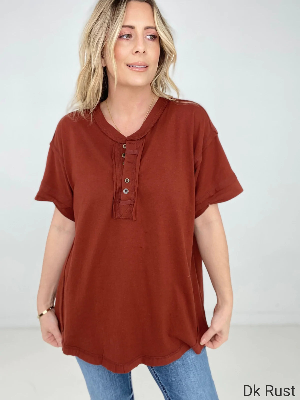 Raw Edge Short Sleeve Top