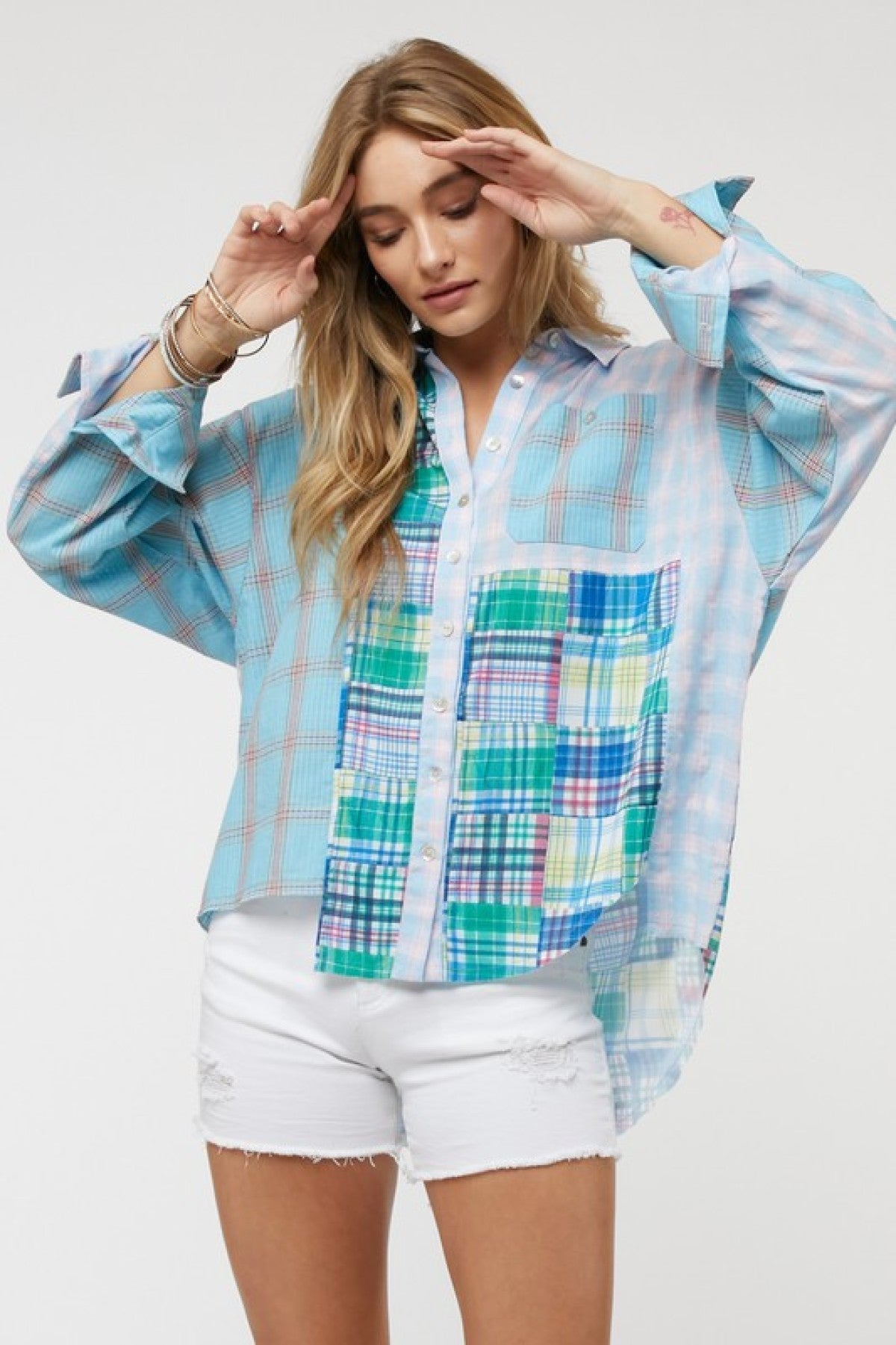 Davi & Dani Pladi Button Down Long Sleeve Shirt