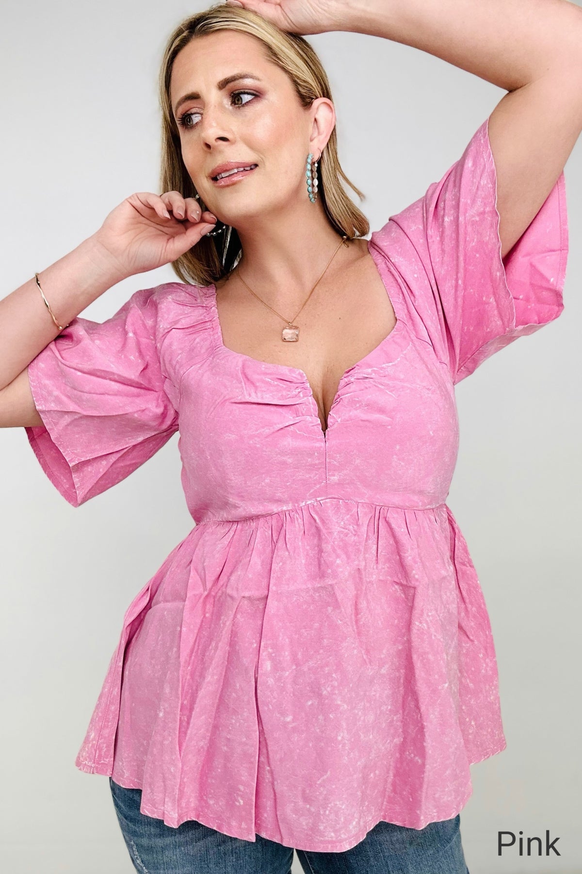 Short Sleeve Solid Woven Top