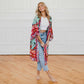 Tie Front Boho Chic Teal Floral Kimono - Preorder