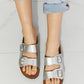 Double Buckle Sandal in Silver