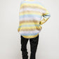 Color Block Strip Round Neck Loose Sweater Tunic