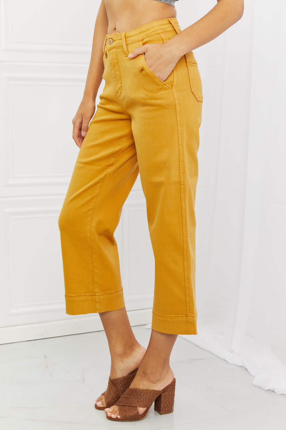 Judy Blue Garment Dyed Straight Leg Cropped Jeans