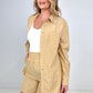 Zenana Striped Button Down Long Sleeve Shirt and Shorts Set