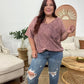 Zenana Acid Wash Oversized Front Pocket Raw Edge Boyfriend Tee