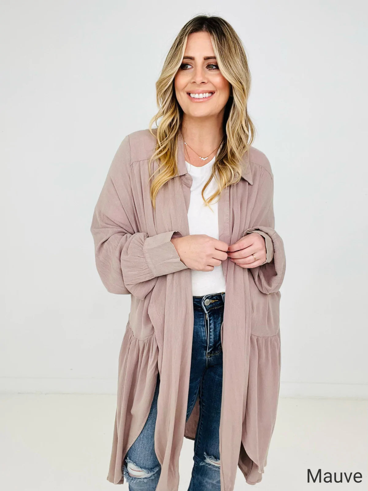 Solid Mineral Washed Tie Front Top