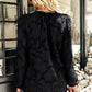 Applique Frill Trim Tie Neck Blouse