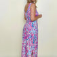 Abstract Floral Print Sleeveless Maxi Dress