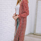 Leopard Tie Waist Flounce Sleeve Cover Up