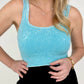 Mineral Washed Ribbed Square Neck Cropped Tank Top