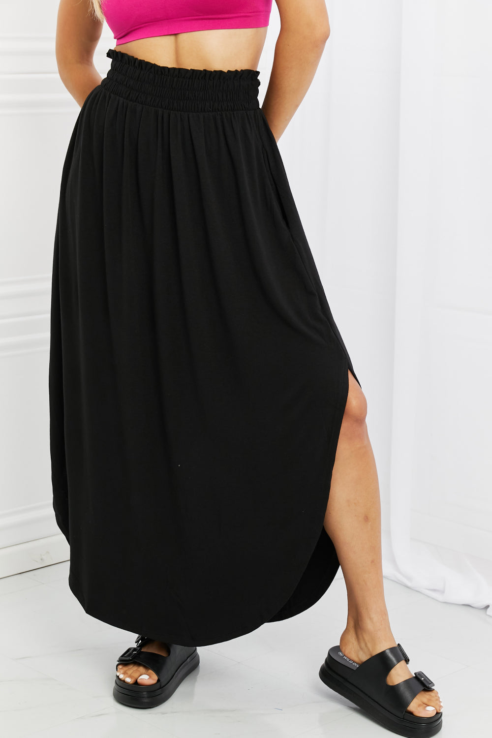 It's My Time Side Scoop Scrunch Skirt - Black