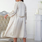 Satin V-Neck Cami, Shorts, and Belted Robe Pajama Set