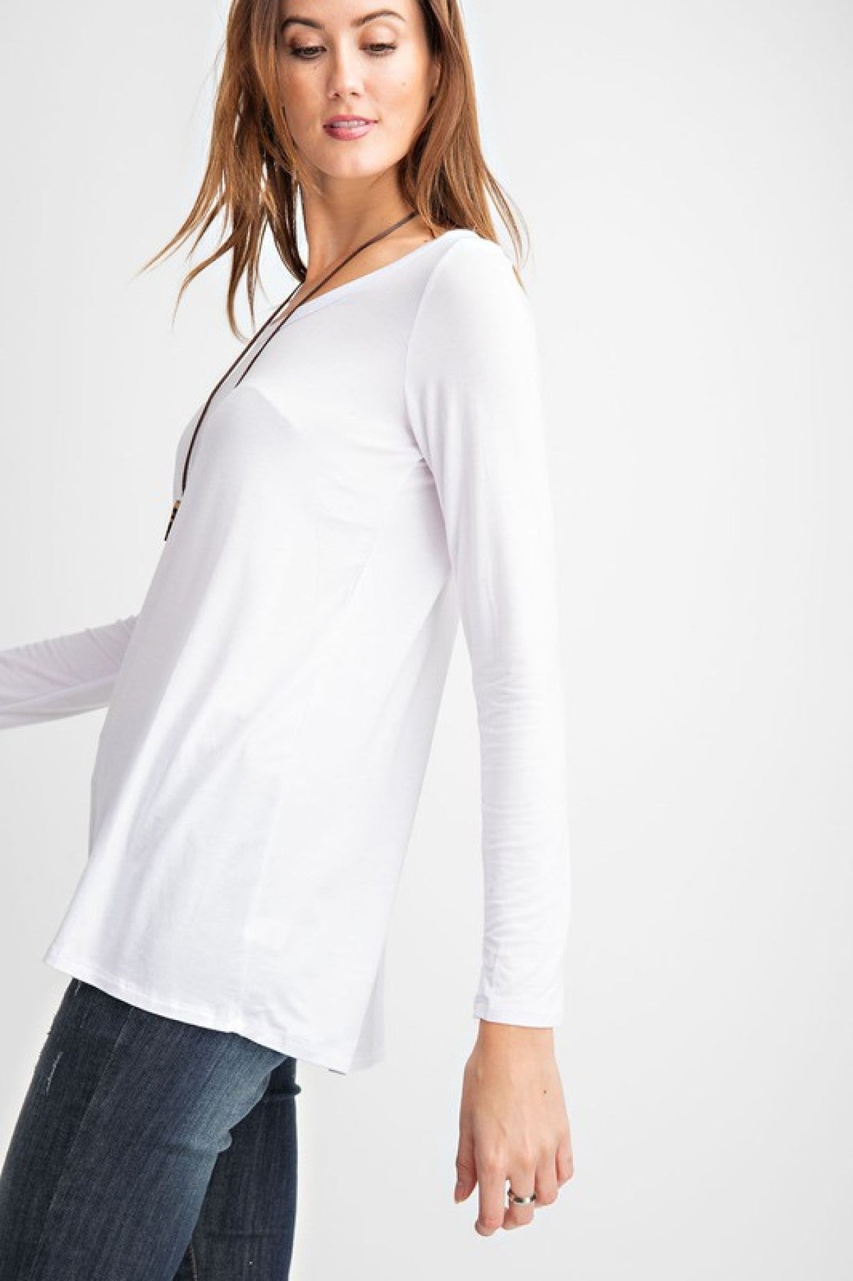 Rae Mode Basic V-Neck Long Sleeve Top