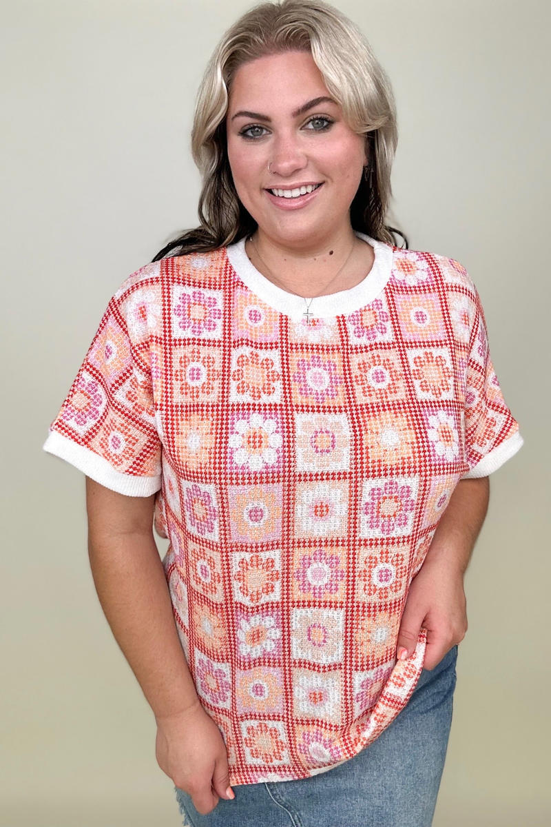 Retro Floral Knit Top