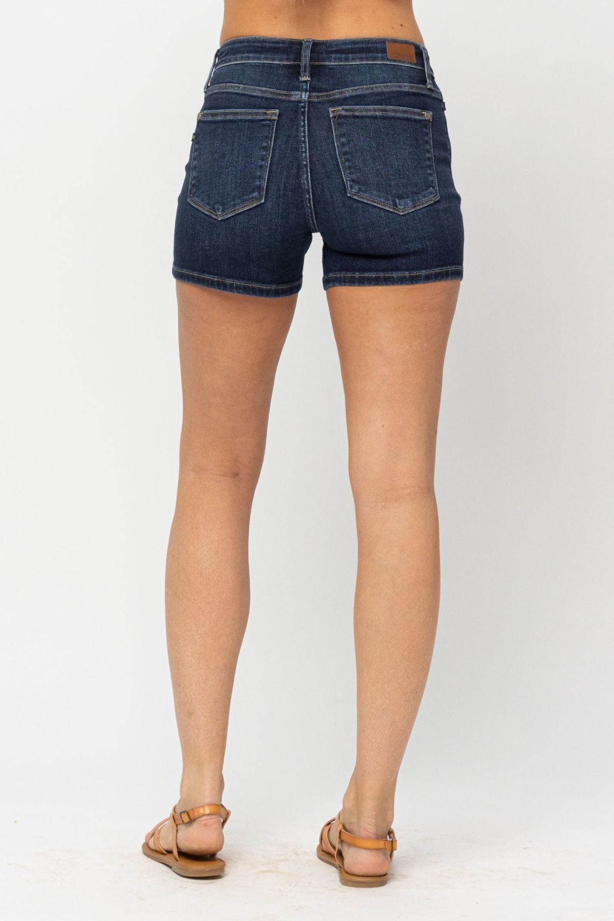 Judy Blue Mid-Rise Classic Denim Shorts - Dark Wash