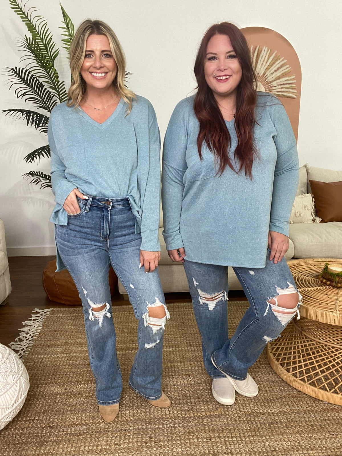 V-Neck High-Low Hem Top