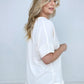 Zenana Heavy Woven Span Split Neck Short Sleeve Top