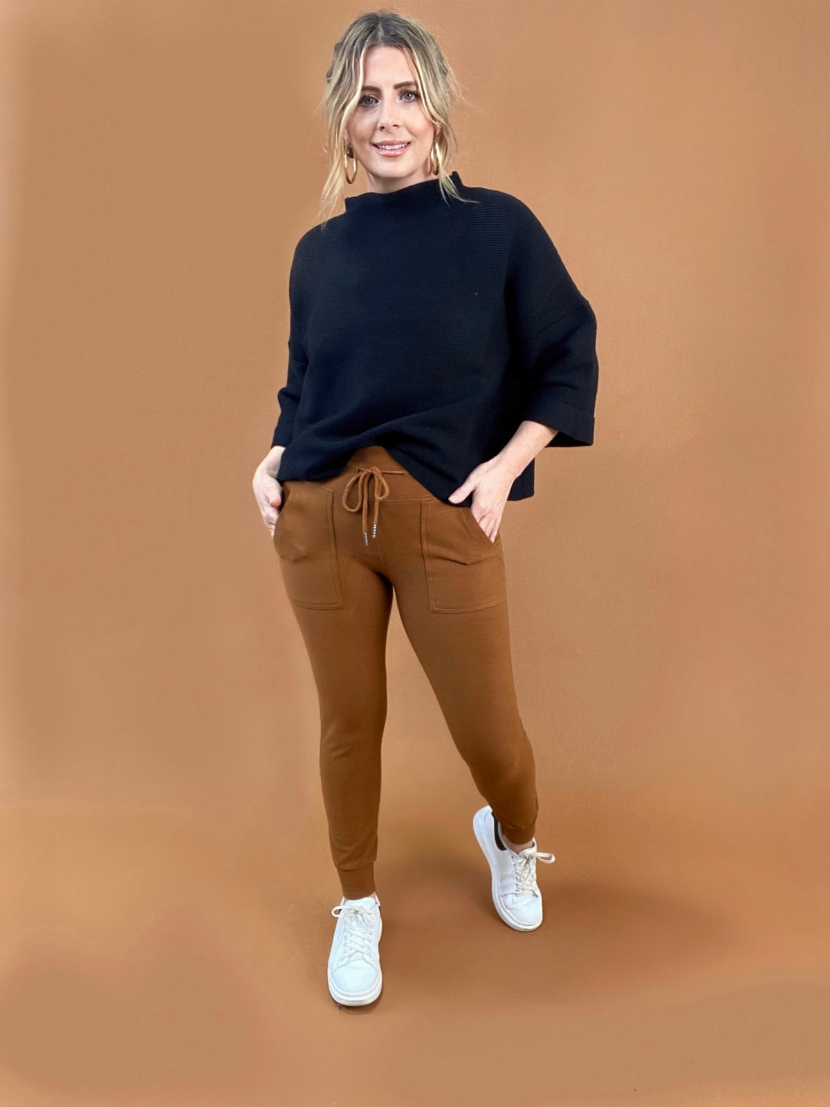 White Birch Long Cuffed Sleeve Ribbed Sweater Top