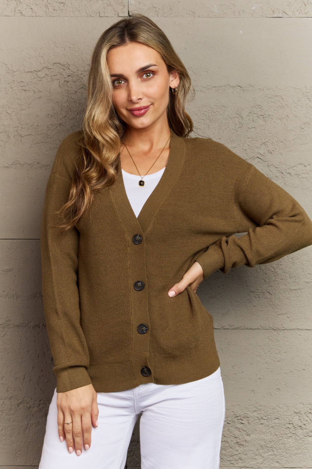 Everyday Favorite V-Neck Cardigan in Olive