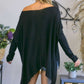ADORA Solid Boat Neck Long Sleeve Top