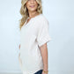Woven Airflow Split Neck Short Sleeve Top