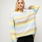 Color Block Strip Round Neck Loose Sweater Tunic