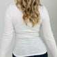 "Addy" Lace Trim Long Sleeve Button Up Henley Top