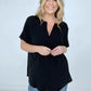 Woven Airflow Split Neck Short Sleeve Top
