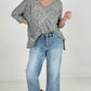 Aztec Print French Terry V Neck Top