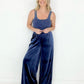 Solid Velvet Wide Leg Pants