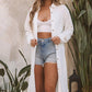 Crinkle Button Front Cover Up Shirt Dress
