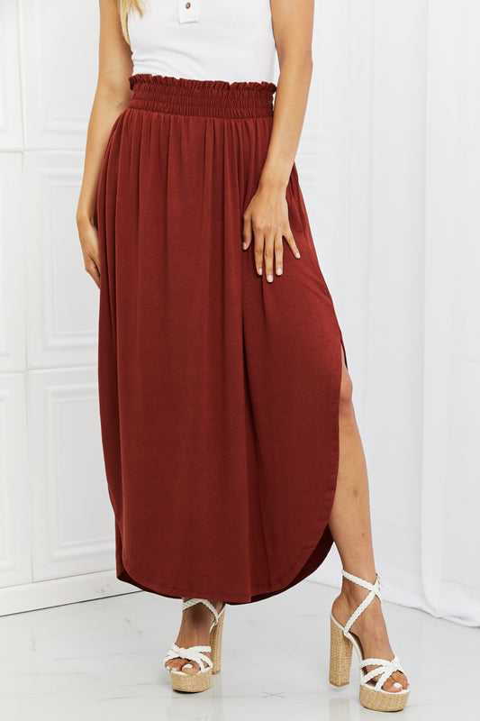 It's My Time Side Scoop Scrunch Skirt - Dark Rust