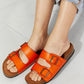 Double Buckle Sandal in Orange