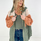 Davi & Dani Contrasting 2-in-1 Layered Look Buttoned Down Jacket