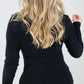 "Addy" Lace Trim Long Sleeve Button Up Henley Top