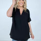 Woven Airflow Split Neck Short Sleeve Top