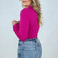Zenana 'Ruched Romance" Long Sleeve Button Down Top with Ruched Bodice