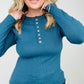 "Addy" Lace Trim Long Sleeve Button Up Henley Top