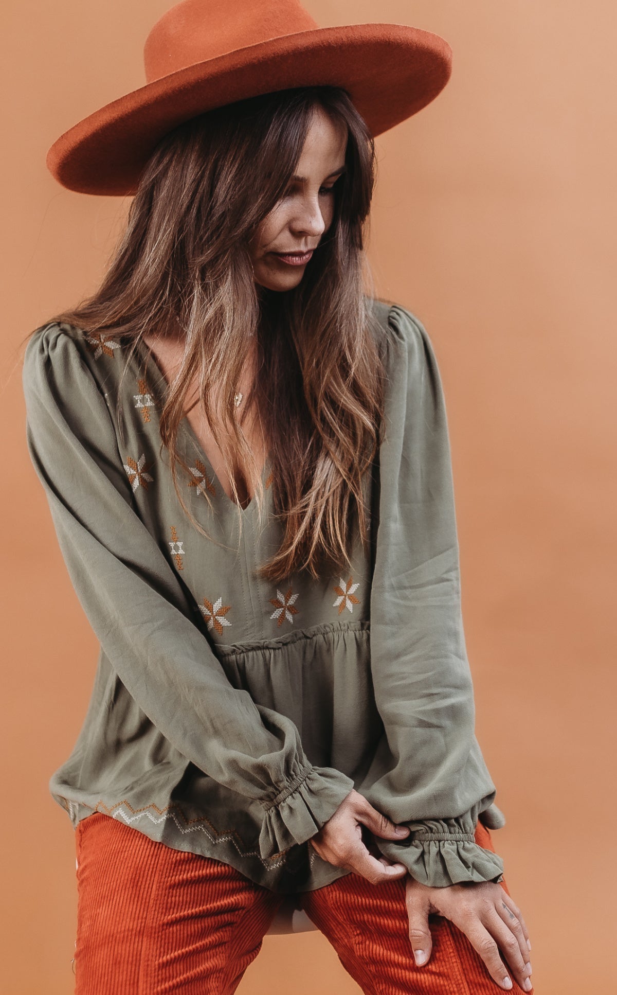 Embroidered Babydoll Blouse