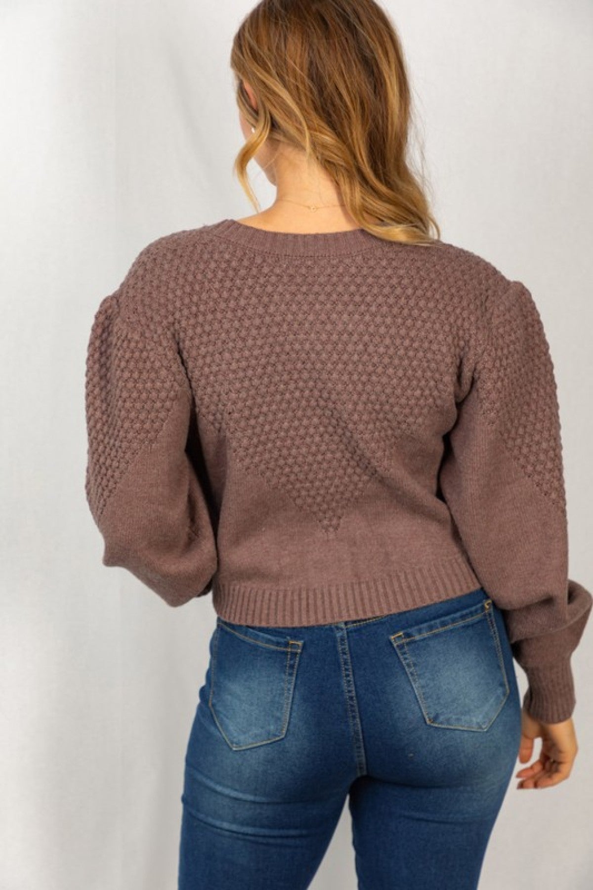 Long Sleeve Bubble Sweater Knit Cardigan
