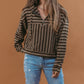 Stripe Long Sleeve Hooded Knit Top